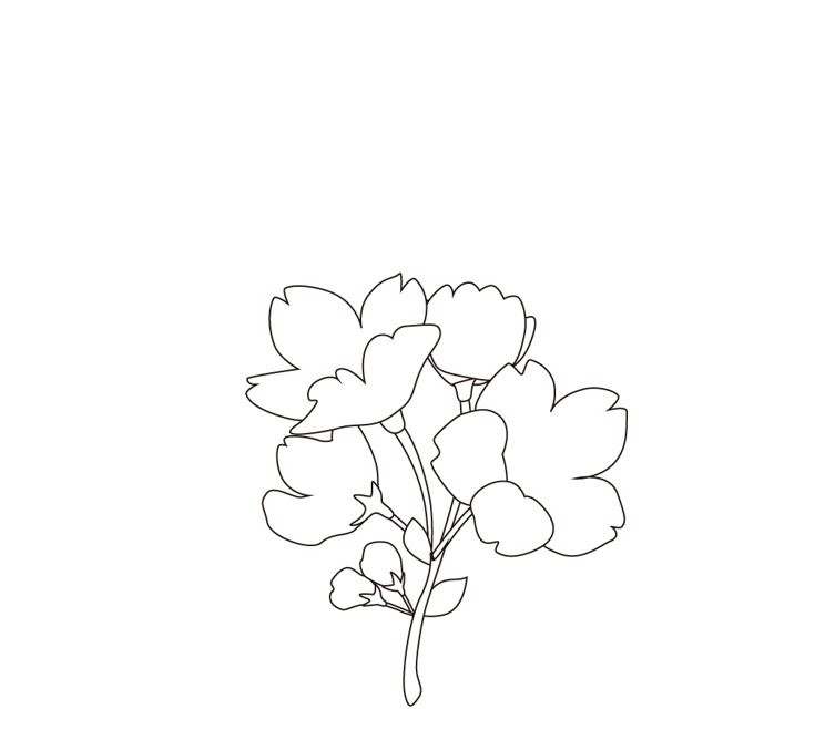 はなあかりのロゴ。花とやわらかな色のドット
